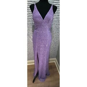 Dress The‎ Population Womens Purple Sequin Spaghetti Strap Gown NWOT Small $618